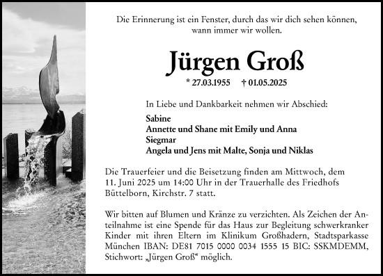 Traueranzeige von Jürgen Groß von Groß-Gerauer Echo