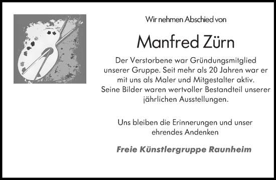 Traueranzeige von Manfred Zürn von Rüsselsheimer Echo