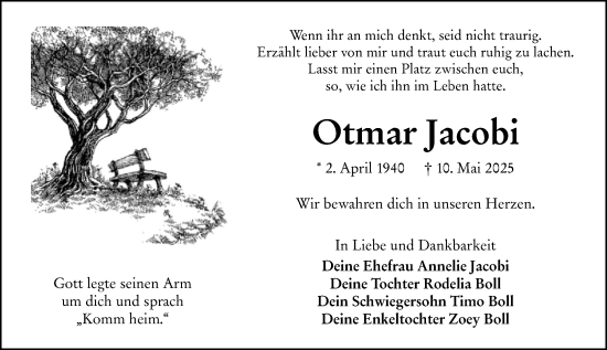 Traueranzeige von Otmar Jacobi von Hinterländer Anzeiger
