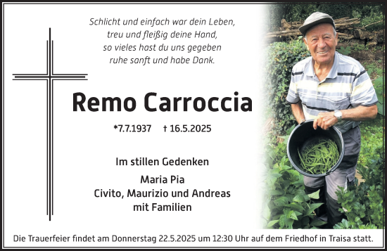 Traueranzeige von Remo Carroccia von Darmstädter Echo