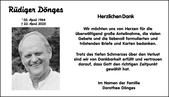 Traueranzeige von Rüdiger Dönges von Dill Block
