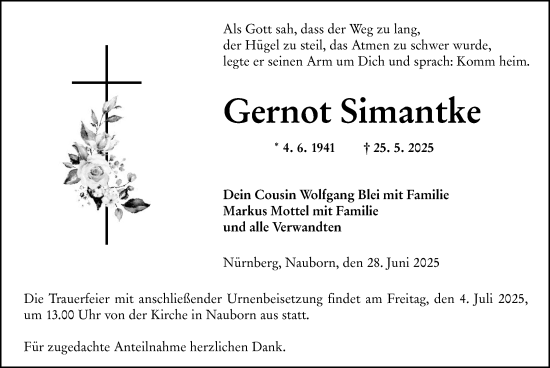 Traueranzeige von Gernot Simantke von Wetzlarer Neue Zeitung