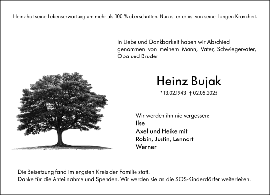 Traueranzeige von Heinz Bujak von Rüsselsheimer Echo