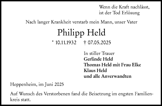 Traueranzeige von Philipp Held von Starkenburger Echo