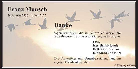 Traueranzeige von Franz Munsch von Camberger Anzeiger