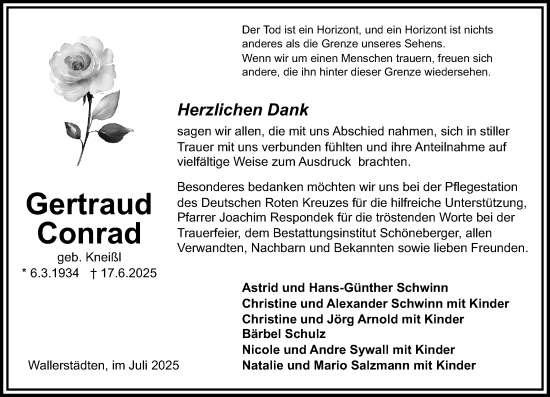 Traueranzeige von Gertraud Conrad von Groß-Gerauer Echo