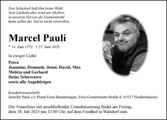 Traueranzeige von Marcel Pauli von Camberger Anzeiger