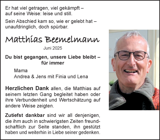 Traueranzeige von Matthias Beemelmann von Groß-Gerauer Echo