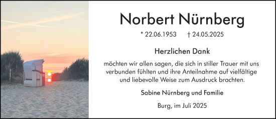 Traueranzeige von Norbert Nürnberg von Dill Block