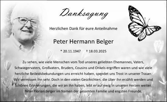 Traueranzeige von Peter Hermann Belger von Rüsselsheimer Echo