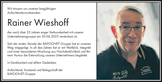 Traueranzeige von Rainer Wieshoff von Darmstädter Echo