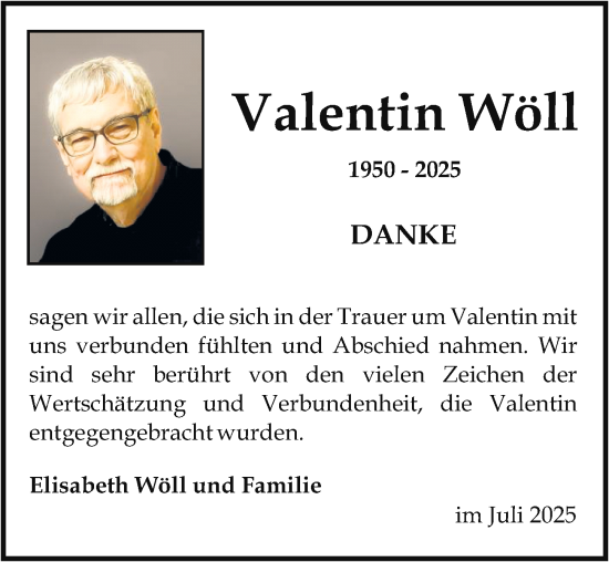 Traueranzeige von Valentin Wöll von Allgemeine Zeitung Mainz