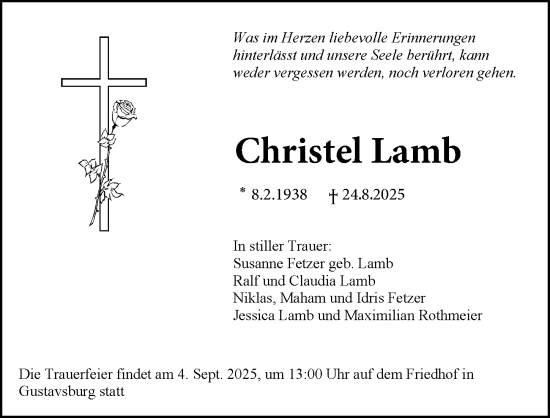 Traueranzeige von Christel Lamb von Rüsselsheimer Echo