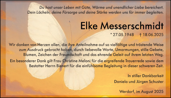 Traueranzeige von Elke Messerschmidt von Wetzlarer Neue Zeitung