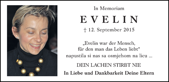 Traueranzeige von Evelin Cupovic von Allgemeine Zeitung Mainz