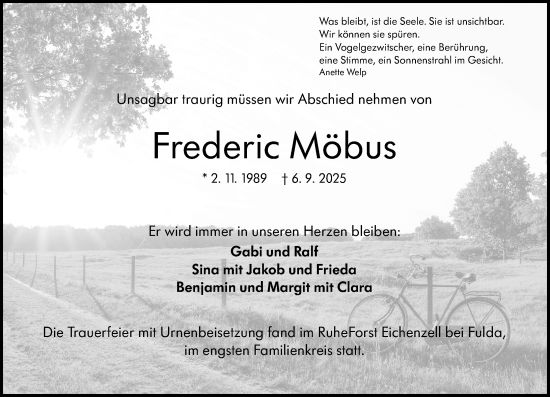 Traueranzeige von Frederic Möbus von Groß-Gerauer Echo