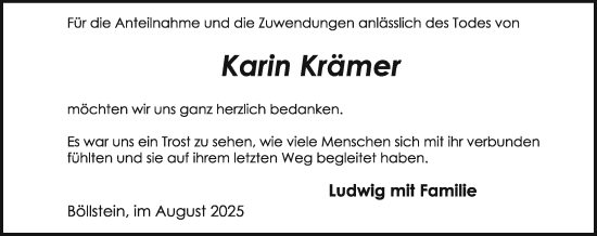 Traueranzeige von Karin Krämer von Odenwälder Echo