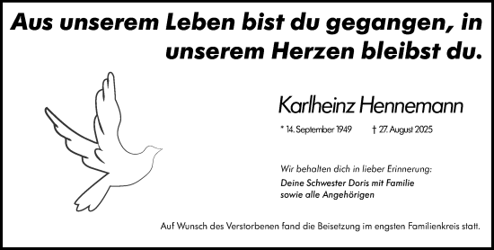 Traueranzeige von Karlheinz Hennemann von Groß-Gerauer Echo