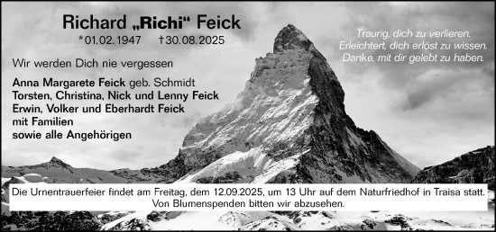 Traueranzeige von Richard Feick von Darmstädter Echo
