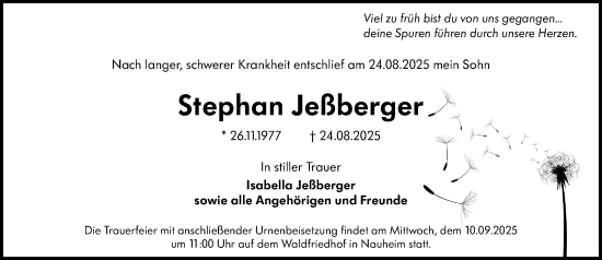 Traueranzeige von Stephan Jeßberger von Rüsselsheimer Echo