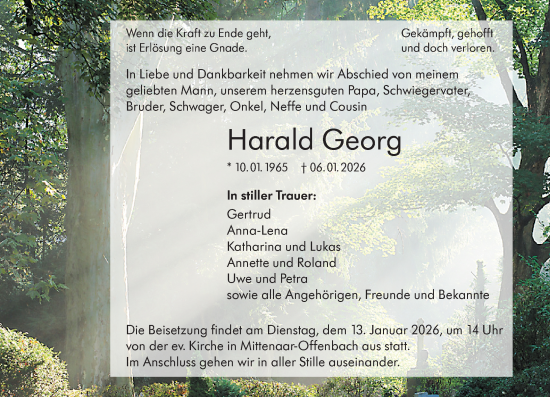 Traueranzeige von Harald  Georg von Dill Block