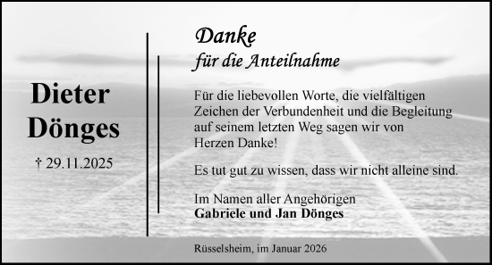 Traueranzeige von Dieter Dönges von Rüsselsheimer Echo