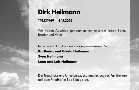 Traueranzeige von Dirk Heilmann von Odenwälder Echo