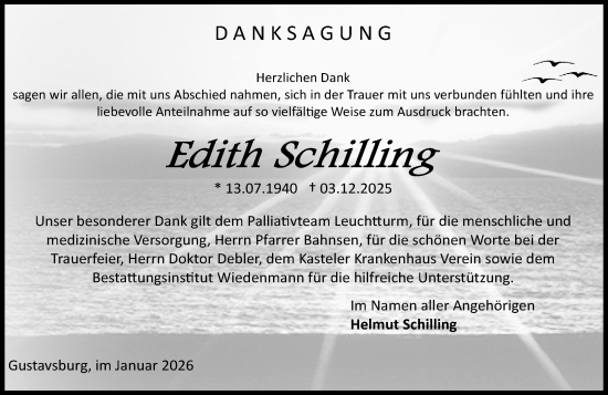 Traueranzeige von Edith Schilling von Allgemeine Zeitung Mainz