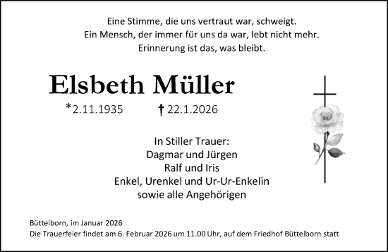 Traueranzeige von Elsbeth Müller von Groß-Gerauer Echo