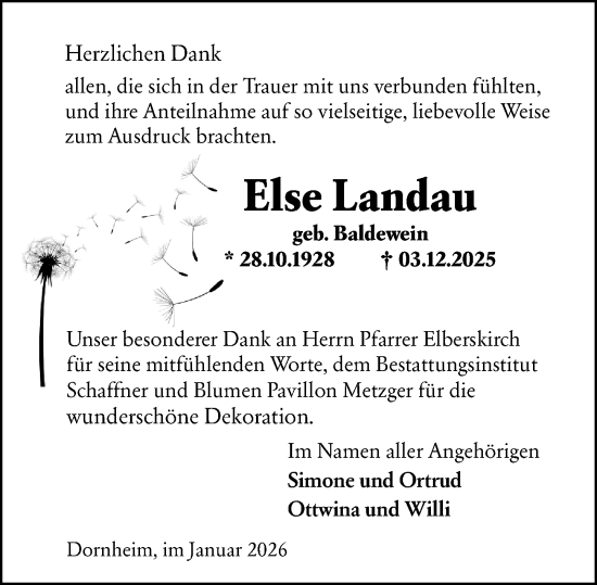 Traueranzeige von Else Landau von Groß-Gerauer Echo