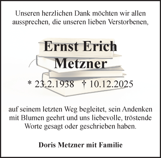 Traueranzeige von Ernst Erich Metzner von Rüsselsheimer Echo