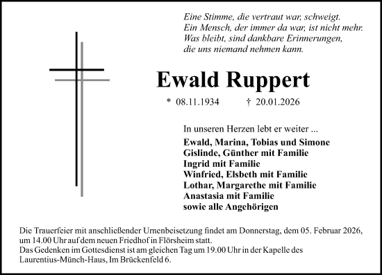 Traueranzeige von Ewald Ruppert von Rüsselsheimer Echo
