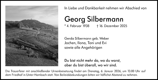 Traueranzeige von Georg Silbermann von Starkenburger Echo