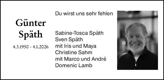 Traueranzeige von Günter Späth von Darmstädter Echo