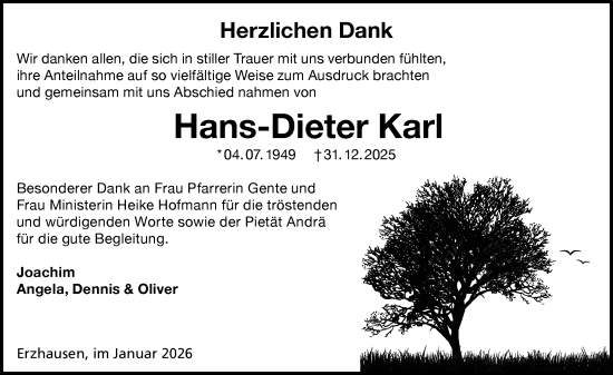 Traueranzeige von Hans-Dieter Karl von Darmstädter Echo