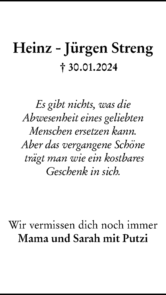 Traueranzeige von Heinz-Jürgen Streng von Wiesbadener Kurier