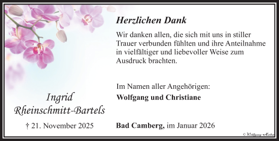 Traueranzeige von Ingrid Rheinschmitt-Bartels von Nassauische Neue Presse