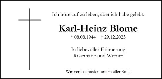 Traueranzeige von Karl-Heinz Blome von Allgemeine Zeitung Rheinhessen-Nahe