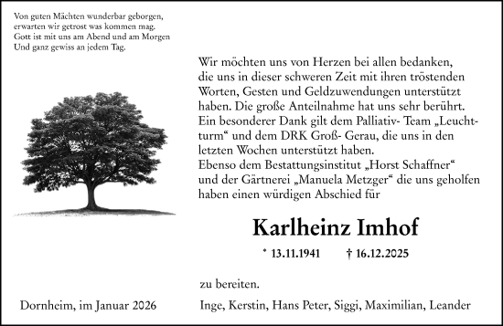 Traueranzeige von Karlheinz Imhof von Groß-Gerauer Echo
