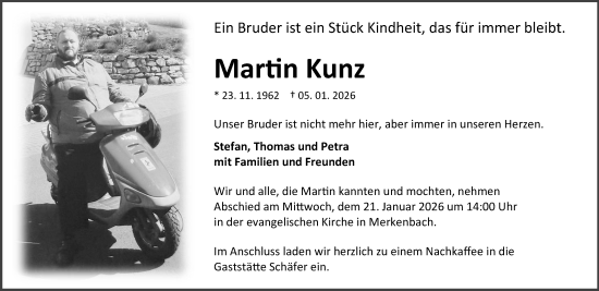 Traueranzeige von Martin Kunz von Dill Block