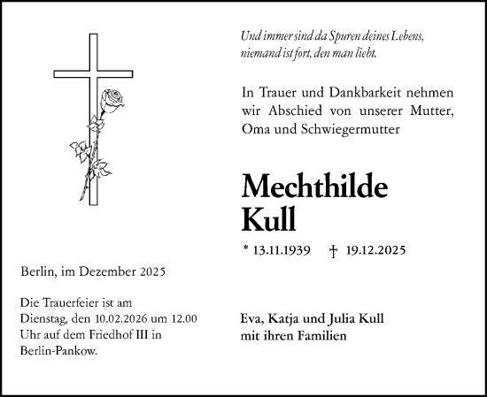 Traueranzeige von Mechthilde Kull von Odenwälder Echo