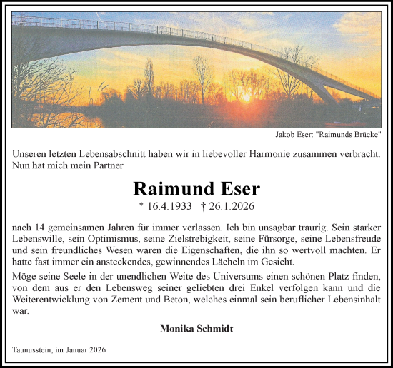 Traueranzeige von Raimund Eser von Wiesbadener Kurier