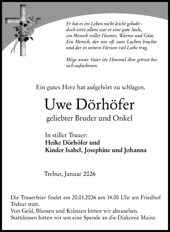 Traueranzeige von Uwe Dörhöfer von Rüsselsheimer Echo