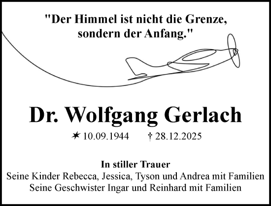 Traueranzeige von Wolfgang Gerlach von Camberger Anzeiger