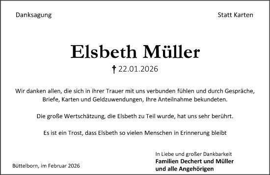 Traueranzeige von Elsbeth Müller von Groß-Gerauer Echo