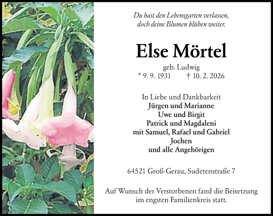 Traueranzeige von Else Mörtel von Groß-Gerauer Echo