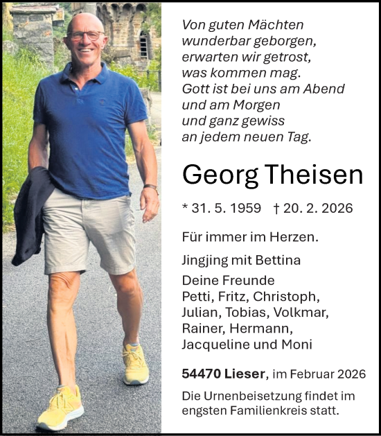 Traueranzeige von Georg Theisen von Allgemeine Zeitung Mainz