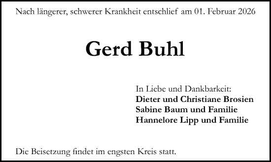 Traueranzeige von Gerd Buhl von Groß-Gerauer Echo
