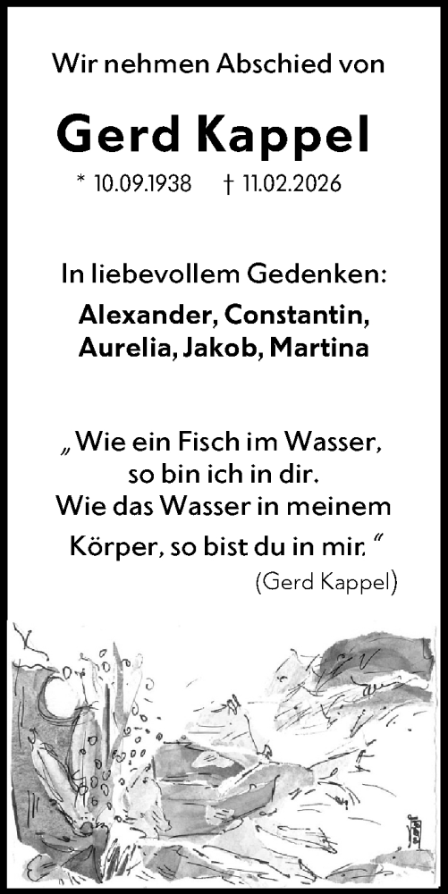 Traueranzeige von Gerd Kappel von Wormser Zeitung