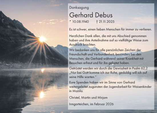 Traueranzeige von Gerhard Debus von Dill Block